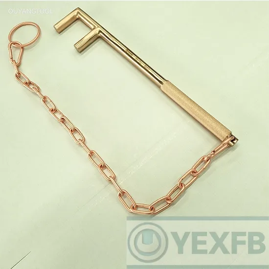 Non Sparking Valve Wheel Spanner/Wrench/Key with Safety Hanging Chain, 350mm, Be
