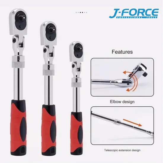 Flexible Repair Vehicle Tool 3/8′′ Flex Head Quick Release Socket Ratchet Spanner 