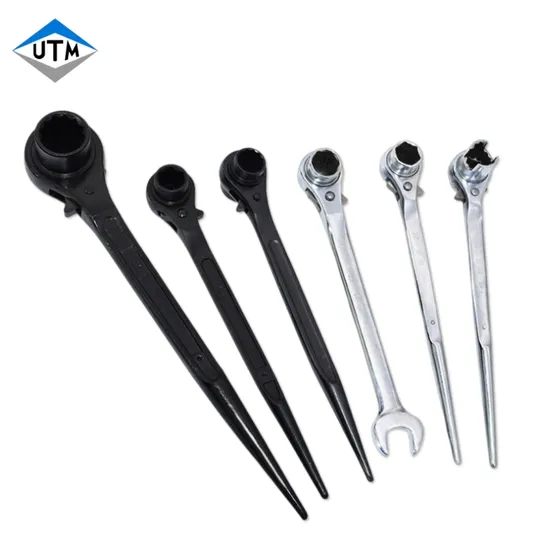 Heavy Duty Industrial Grade Steel Socket Ratchet Wrench Scaffolding Spanner Sharp Tail Black 24X30mm 30X32mm OEM Customizable 