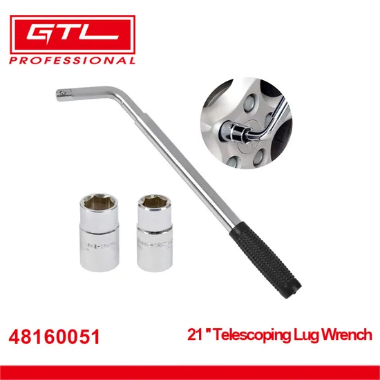 2PCS Telescopic Lug Wrench Extendable Wheel Brace with 17mm 19mm 21mm 23mm Standard Sockets for Car Van Truck Spare Tyre Breakdown Emergency Tools 