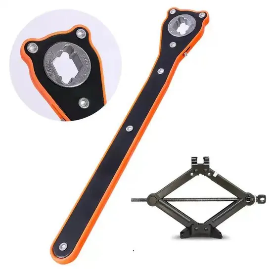 2 in 1 Swivel Steel Scissor Lifting Car Labor Saving Jack Ratchet Rachet Wrench Car Jack Lifting Wrench 